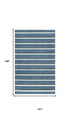9' X 12' Blue And Ivory Wool Striped Hand Tufted Area Rug