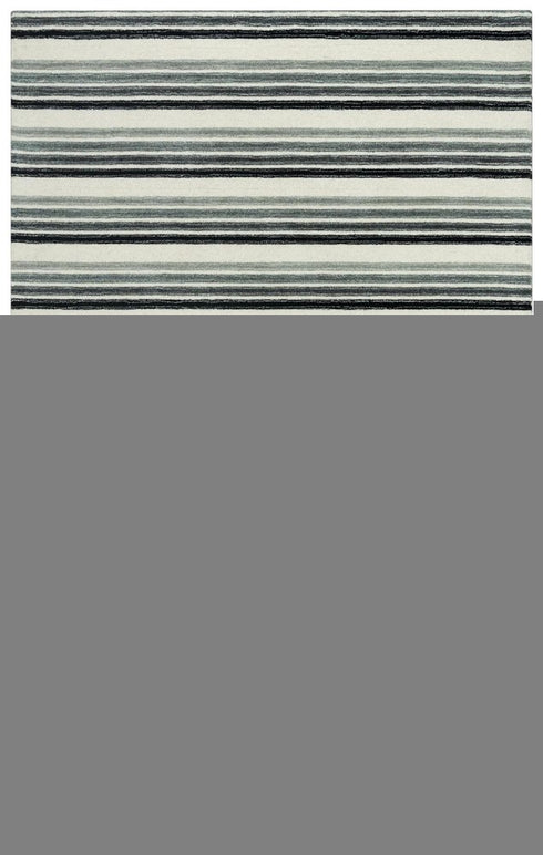9' X 12' Gray Ivory And Charcoal Wool Striped Hand Tufted Area Rug