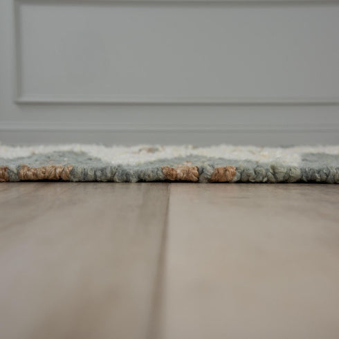 9' X 12' Gray Blue Ivory And Orange Wool Southwestern Hand Tufted Area Rug