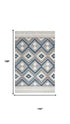 9' X 12' Gray Blue Ivory And Orange Wool Southwestern Hand Tufted Area Rug
