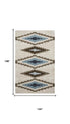 9' X 12' Beige Navy Blue Blue Teal Brown And Light Brown Wool Southwestern Hand Tufted Area Rug
