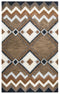 5' X 8' Brown White Taupe And Gray Wool Southwestern Hand Tufted Area Rug