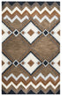 5' X 8' Brown White Taupe And Gray Wool Southwestern Hand Tufted Area Rug