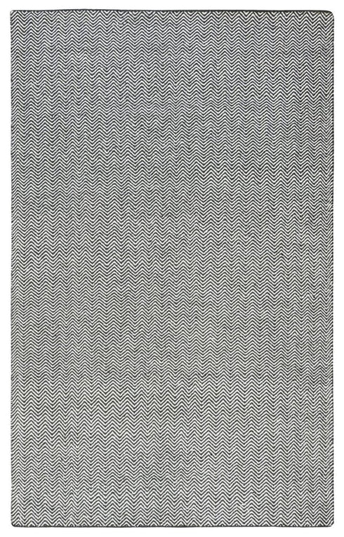 8' Black And Off White Wool Chevron Hand Woven Area Rug