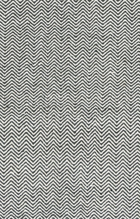 8' Black And Off White Wool Chevron Hand Woven Area Rug