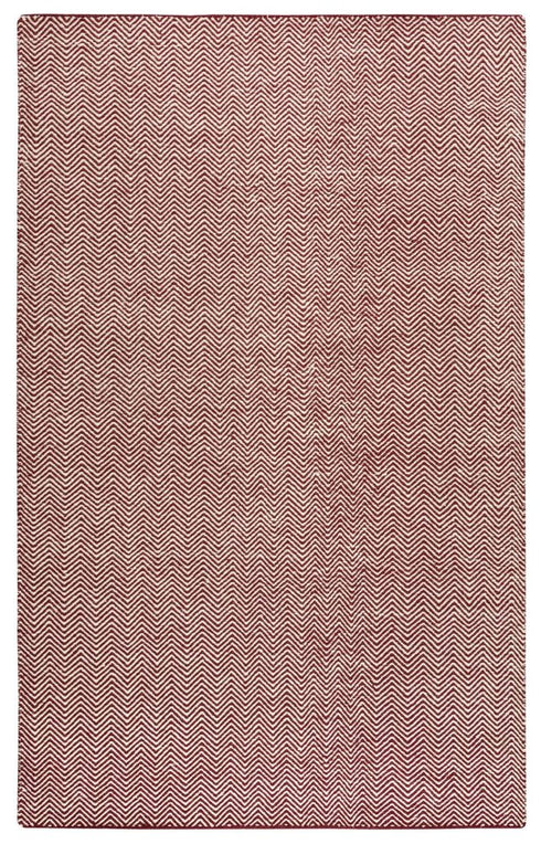 8' X 10' Burgundy And Off White Wool Chevron Hand Woven Area Rug