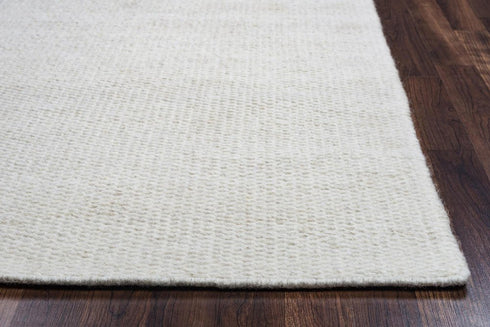 9' X 12' Off White And Ivory Wool Hand Woven Area Rug