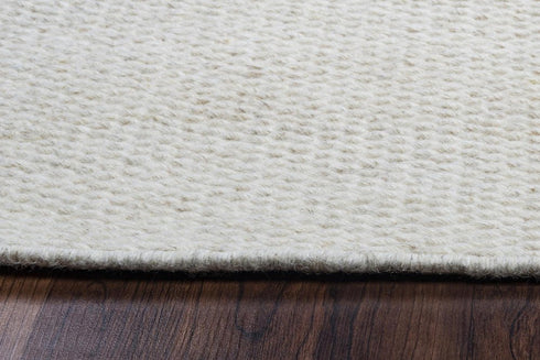 9' X 12' Off White And Ivory Wool Hand Woven Area Rug