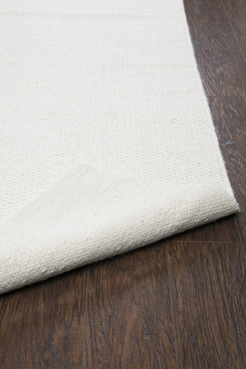 9' X 12' Off White And Ivory Wool Hand Woven Area Rug