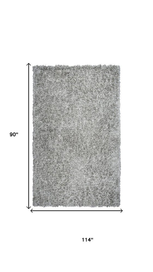 8' X 10' Light Gray And Silver Hand Tufted Area Rug