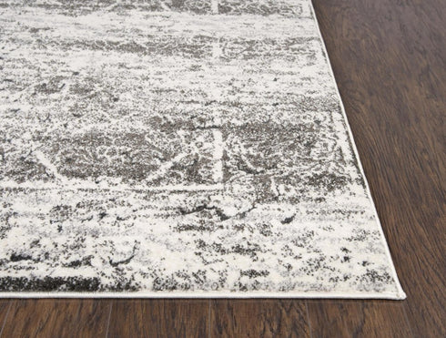 5' X 8' Ivory Silver And Taupe Abstract Area Rug