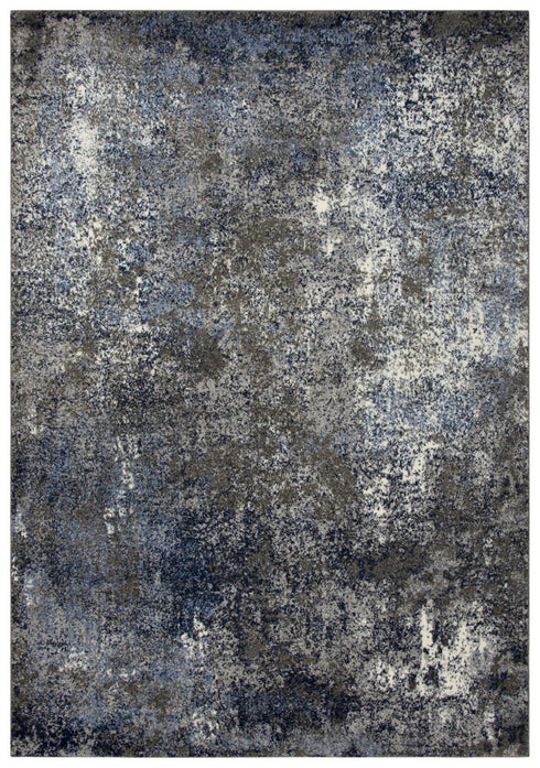 5' X 8' Silver Blue And Taupe Abstract Area Rug