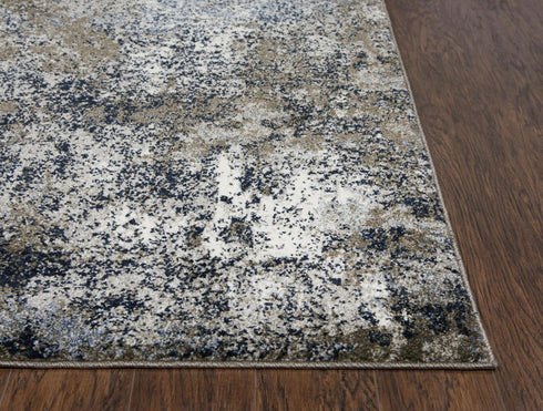5' X 8' Silver Blue And Taupe Abstract Area Rug