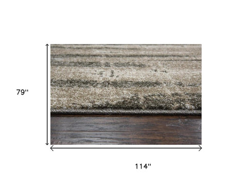 7' X 10' Silver Beige And Taupe Abstract Area Rug