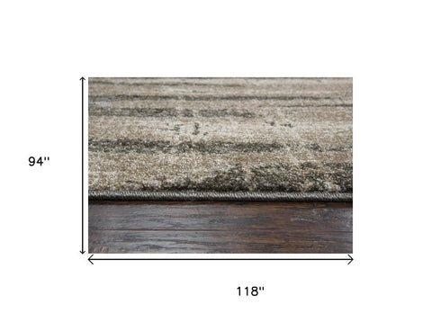 8' X 10' Silver Beige And Taupe Abstract Area Rug
