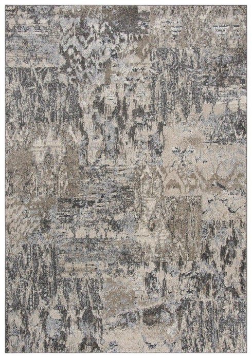 7' X 10' Silver Beige And Taupe Abstract Area Rug