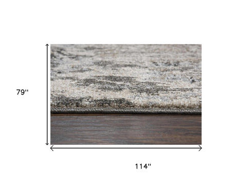 7' X 10' Silver Beige And Taupe Abstract Area Rug