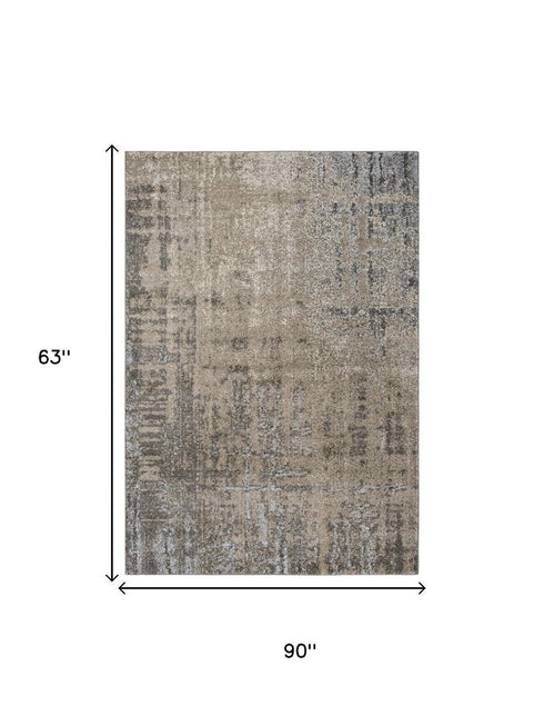 5' X 8' Silver Beige And Taupe Abstract Area Rug