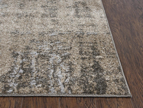 9' X 12' Silver Beige And Taupe Abstract Area Rug