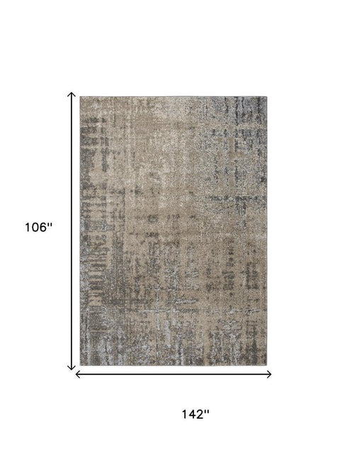 9' X 12' Silver Beige And Taupe Abstract Area Rug