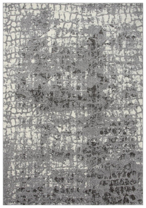 5' X 8' Ivory And Gray Abstract Area Rug