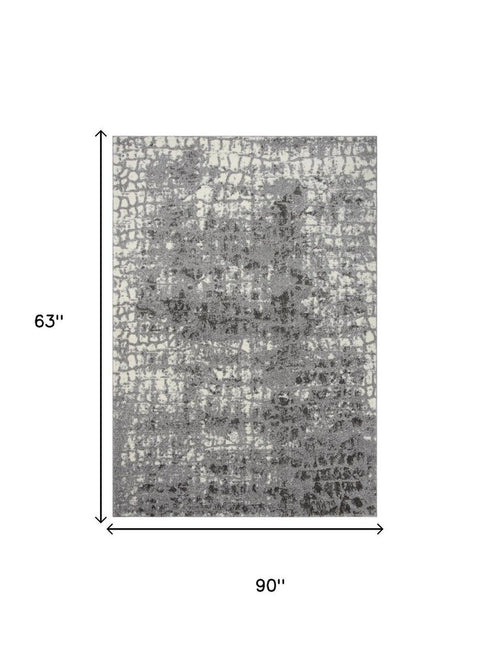 5' X 8' Ivory And Gray Abstract Area Rug