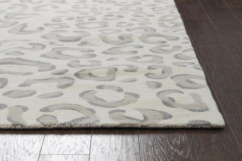 8' X 10' Gray Taupe And Dark Gray Wool Animal Print Hand Tufted Area Rug