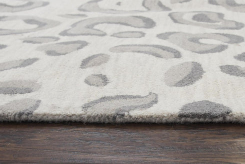 9' X 12' Gray Taupe And Dark Gray Wool Animal Print Hand Tufted Area Rug