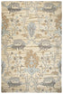 5' X 8' Beige Blue Gray Cream And Light Brown Wool Floral Hand Tufted Area Rug