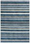9' X 12' Teal Ivory And Gray Striped Hand Tufted Area Rug