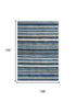 9' X 12' Teal Ivory And Gray Striped Hand Tufted Area Rug