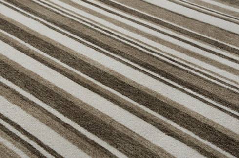 8' X 10' Beige Brown And Ivory Striped Hand Tufted Area Rug