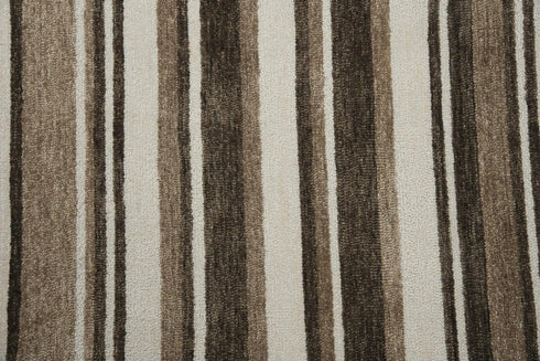 8' X 10' Beige Brown And Ivory Striped Hand Tufted Area Rug