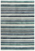 8' X 10' Aqua Gray And Ivory Striped Hand Tufted Area Rug