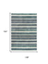 9' X 12' Aqua Gray And Ivory Striped Hand Tufted Area Rug