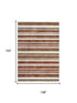 9' X 12' Rust Ivory And Beige Striped Hand Tufted Area Rug