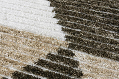 5' X 8' Brown And Natural Geometric Hand Tufted Area Rug