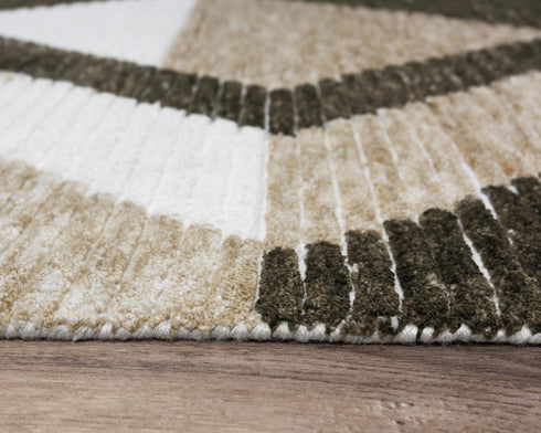 5' X 8' Brown And Natural Geometric Hand Tufted Area Rug