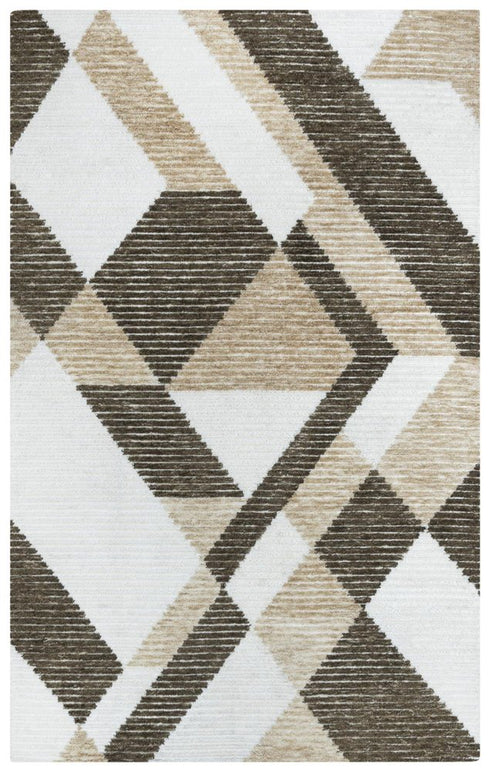 8' X 10' Brown And Natural Geometric Hand Tufted Area Rug