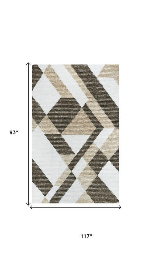 8' X 10' Brown And Natural Geometric Hand Tufted Area Rug
