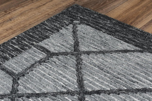 8' X 10' Gray And Black Geometric Hand Tufted Area Rug