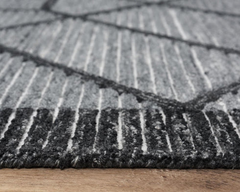 8' X 10' Gray And Black Geometric Hand Tufted Area Rug