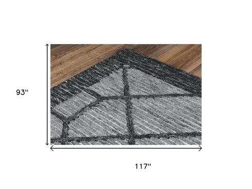 8' X 10' Gray And Black Geometric Hand Tufted Area Rug