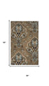 5' X 8' Brown Dark Brown Blue Khaki And Tan Wool Damask Hand Tufted Area Rug