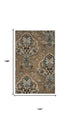 9' X 12' Brown Dark Brown Blue Khaki And Tan Wool Damask Hand Tufted Area Rug