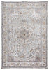 5' X 8' Gray Ivory Red Orange And Blue Medallion Area Rug
