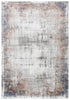 8' X 10' Ivory Blue Orange Red And Gray Abstract Area Rug