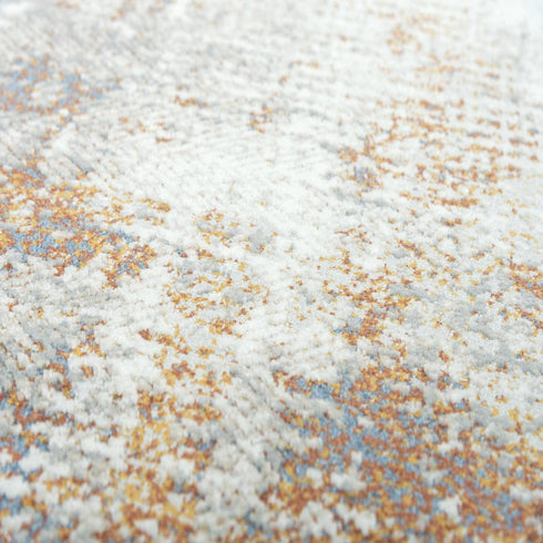 8' X 10' Ivory Blue Orange Red And Gray Abstract Area Rug