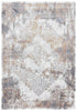 9' X 12' Ivory Blue Orange Red And Gray Medallion Area Rug