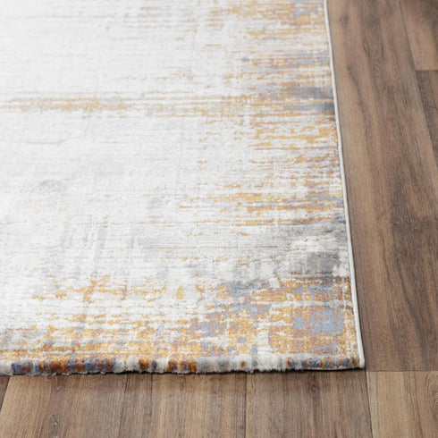 9' X 12' Ivory Blue Orange Red And Gray Abstract Area Rug